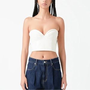 Faux leather bustier top strapless